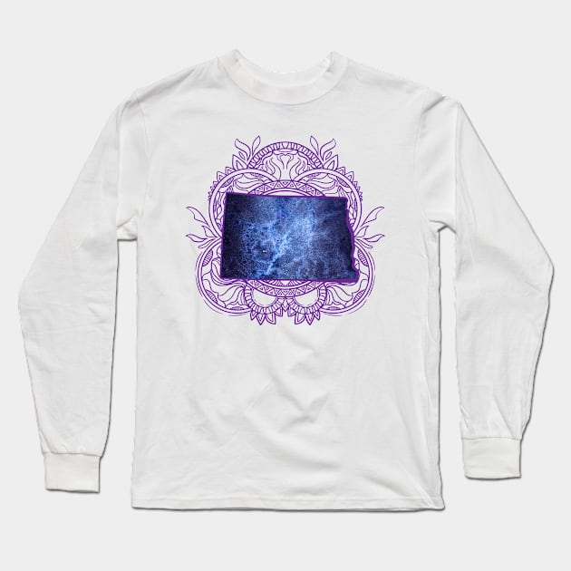 North Dakota Mandala Long Sleeve T-Shirt by Manfish Inc.